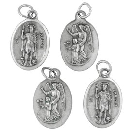 Lot of 4 St Expedit 1 Inch Silver Tone Catholic Patron Saint Medal