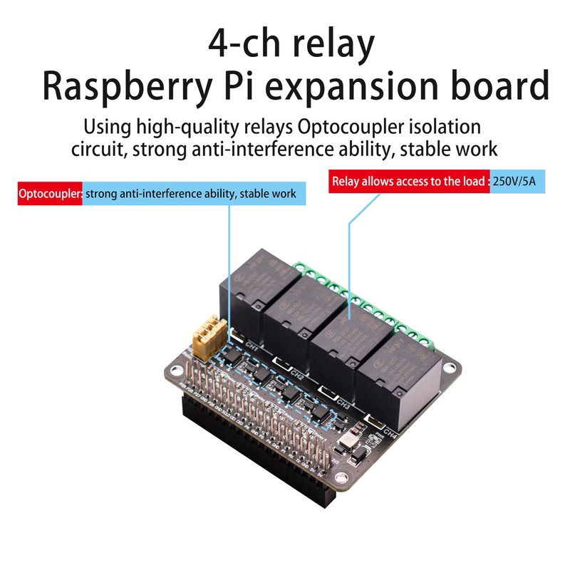 SEENGREAT 4 Channel Relay Modules DC3.3V/5V with Optocoupler for Raspberry