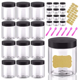 8oz Plastic Jars with Lids 8 oz Plastic Containers with Lids + 20g Sample Containers (Set of 24) Airtight Container for Lip Scrub, Body Butters, Cream, Slime, Craft Storage