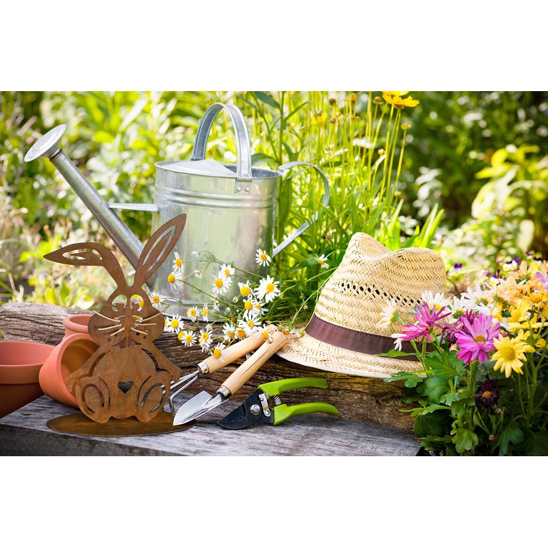 Rostikal Patina Rabbit Figurine for Easter Decoration, 30 x 19