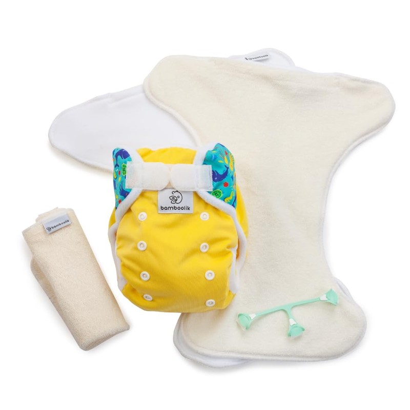 Bamboolik. Waterproof Washable One Size Duo, Button Closure, Double Side