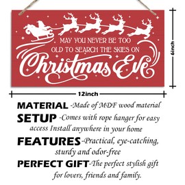 May You Never be too Old to Search the Skies on Christmas Eve Sign, Christmas Hanging Wood Sign, Winter Decorative Wall Signs, Rustic Winter Wood Door Sign, Farmhouse Outdoor Wood Christmas Decor