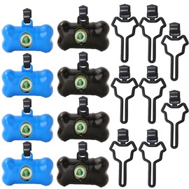 8 Pack Dog Poop Bag Dispenser, Pet Waste Disposal Bag Dispenser, Poop Bag Holders for Leashes(Black+Blue)