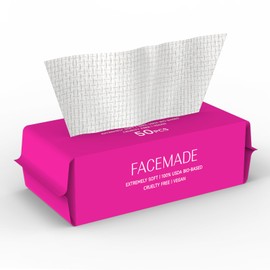 FACEMADE 50 Count (Soft Pack) XL Disposable Face Towels, Ultra Thick Face Towelettes Disposable, Clean Facial Towels for Makeup Remover, Skincare, USDA Certified 100% Biobased