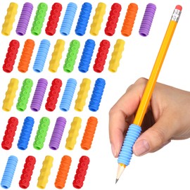 Honoson 36 Pcs Pencil Holders Silicone Cushioned Holders for Handwriting, Drawing, and Coloring Colorful Cushioned Grips for Relieving Fingers for School and Office
