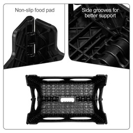 ACSTEP Foldable Step Stool for Kids and Adults,15-Inch Extra Wide 9-Inch Height Step Stool(2 Pack) More Safe and Comfortable Holds Up to 300 lbs Folding Step Stool for Bathroom, Garden, Kitchen（Black）