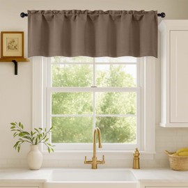 WelvetBLK - Cenefas marrones para ventanas de 1 pieza, suaves, sólidas, aisladas térmicamente, cortinas pequeñas para ventana de cocina, para baño, sótano, cafetería, bolsillo para barra, café, 60