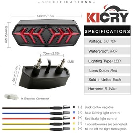 KICRY Tail Light with Turn Signals Led Integrated Motorcycle Brake Taillight Compatible with GROM MSX125/SF CBR650F CTX700 CTX700N(Red Lens)
