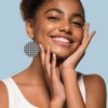 Swono Houndstooth Round Faux Leather Earrings for Women Black and