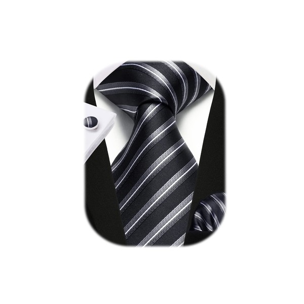 Enlision Mens Ties Stripe Tie and Pocket Square Set Classic