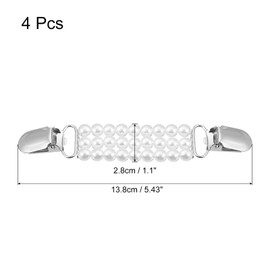 uxcell 4pcs Sweater Clips Cardigan Collar Clips Faux Pearl Dress Clips Back Cinch Clips for Women(Silver, White)