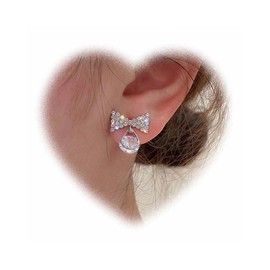 Crymystal Vintage Crystal Bow Earrings for Women Rhinestone Bow Knot Earrings Silver Bow Stud Earrings Minimal Bow Tie Earrings for Teen Gifts