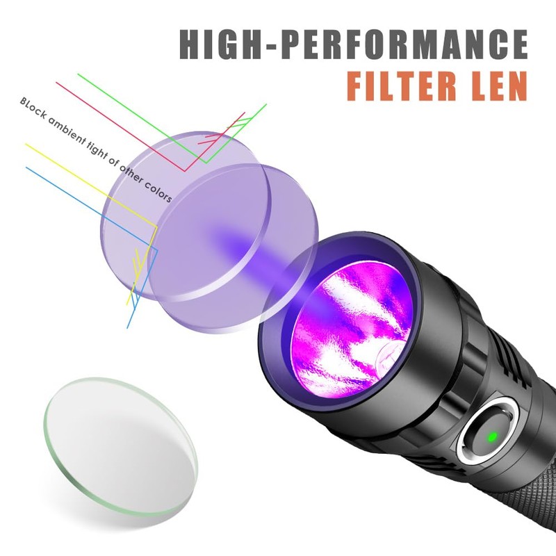 KEENZO 501BPRO UV Flashlight, 395nm UV 395nm LED Ultraviolet Flashlight,