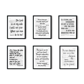 Bible Verses For Men, Christian Gifts For Men, Father In Law, Grandfathers, 6 (8x10) FRAMED Scripture Art Prints, Bible Passages Wall Decor Sayings Quotes Decorations, Father Dad Gifts