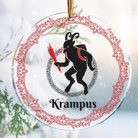 Christmas Ornaments Decorations - 3.6 in Acrylic Two Sided Printing - Ornament Exchange Gifts Funny (Merry Krampus Gruss Vom Krampus Horror Christmas)