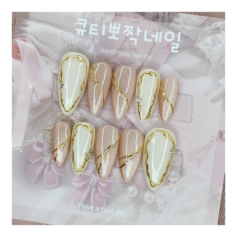 Gold Line Magnet Handmade Nail Tip Pedi Tip - Square