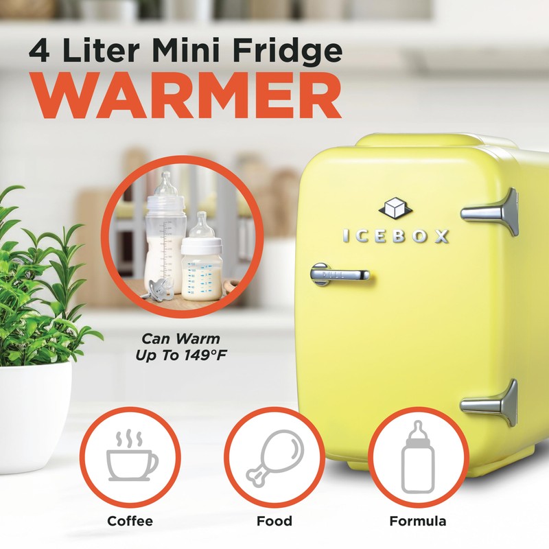 ICEBOX IBMF4SUN 4-Liter Fridge Cooler/Warmer, Portable Holds, Compact for Skincare,