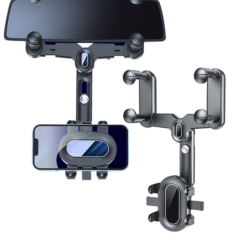 Rearview Mirror Car Phone Holder 360° Rotatable and Retractable Adjustable