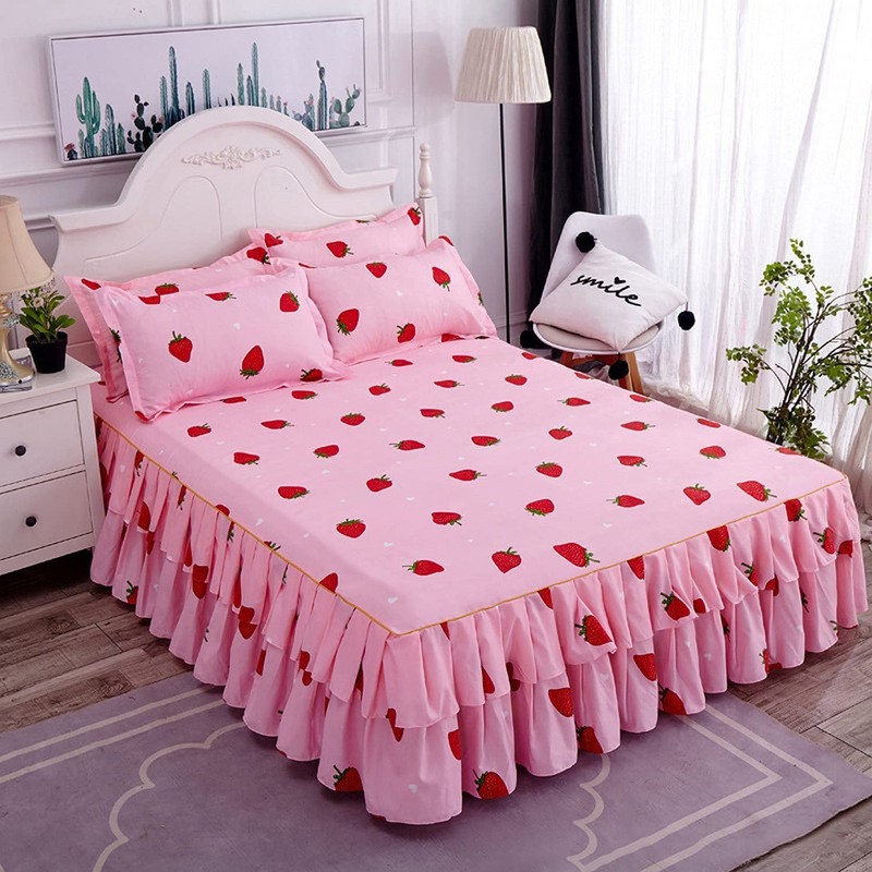 Loussiesd Cute Strawberry Bed Sheet for Girls Kawaii Japanese Anime