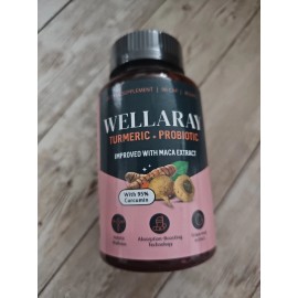 Wellaray Turmeric + Probiotic 90 Capsules  EXP : 07/ 2026