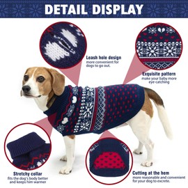 SCENEREAL Dog Sweaters for Large Medium Small Dogs, Warm Puppy Clothes Soft Turtleneck Sweatshirt, Knitted Ugly Dog Christmas Sweater Pet Outfits, Argyle Xmas Pet Cold Weather Coat for Girls Boys