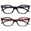 Kodilin Lesebrille für Damen, Anti-Licht, blaues Katzenauge, PC-Brille mit Federscharnier,