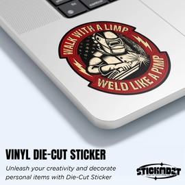 (3Pcs) Walk with A Limp Weld Like A Pimp Sticker Blue Collar Engineer Welder Welding Hard 2" Waterproof Vinyl Decal Sticker Laptop, Water Bottles, Phone, Kindle Merchandise Decor Decal Gifts 2 Inches