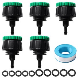 VooGenzek 5 Pieces G1/2 G3/4 to 4/7 mm Drip Irrigation Hose Connector, Irrigation Hose Adapter, Agriculture Irrigation Fittings, for Lawns, Gardens, Farms