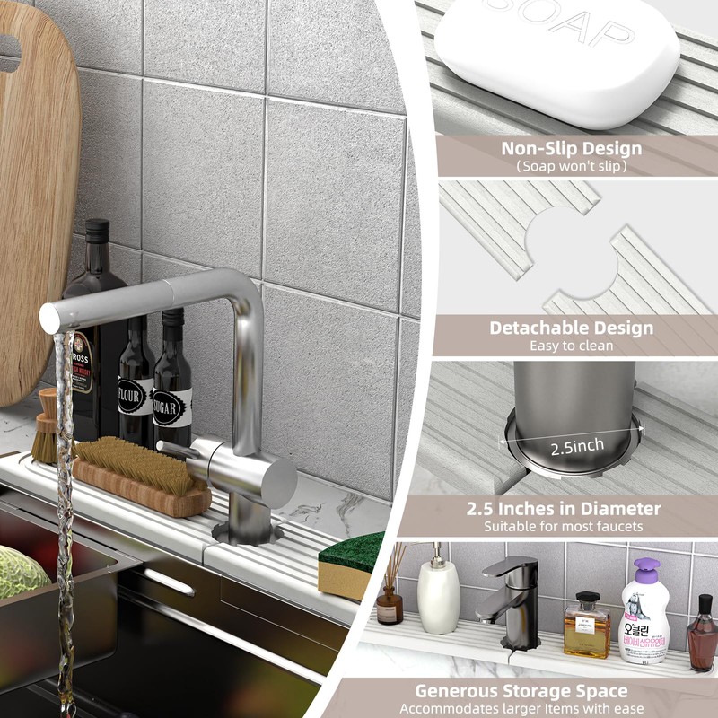 AKUVU Faucet Mat for Kitchen Sink - Super Absorbent Diatomite