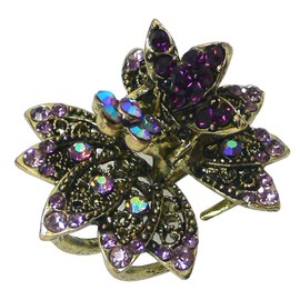 Small Round Metal Jaw Clips Claw Clips Antique Gold Trim LPW86440-3purple