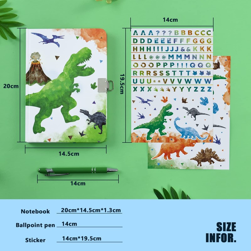 Watercolour Dinosaur Diary Set - Luminous Notebook Gift for Boys