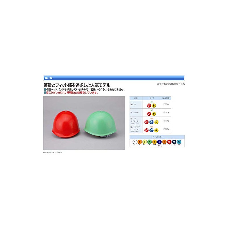 Toyo No. 110 Midori Helmet, MP Shape, Made in Japan