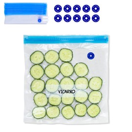 VICARKO 30 Vacuum Zipper Bags, Vacuum Sealer Bags, Food Storage, Reusable Bags, with Double Layers, BPA Free, 4.3L, 13.5 x 10.5"