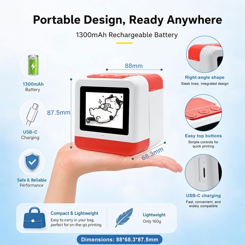 Lqqyee Smart AI Voice Sticker Maker Machine,Mini Sticker Printer for