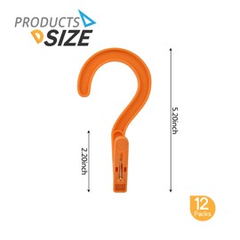 Laundry Hooks Boot Hangers Plastic Clothes Pins Hanger Clips for Bathroom Travel Portable (Multi-Color 12PCS)