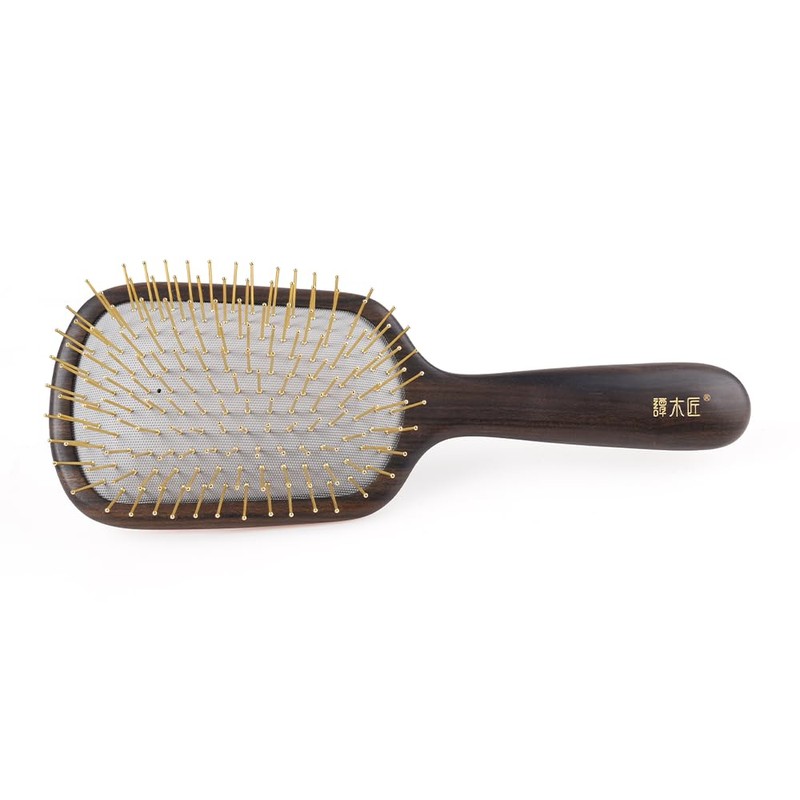 TAN MUJIANG Wooden Hair Brush with Taiko Pattern Design -