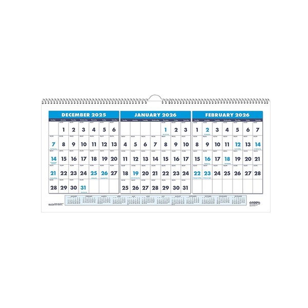 House of Doolittle 2026 Three-Month Desk Calendar 17" x 8",