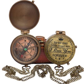 WORLDMART Gift for Dad from Daughter Brass Compass | Customized Quote Dad I Love You Father's Day Birthday Gifts idea for Dad from Daughter Girl (to My Dad)