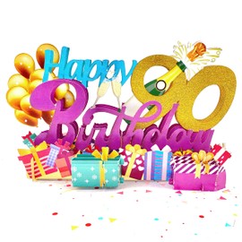 Liif Happy 90th Birthday, 90 Birthday Card For Women, Men, Mom, Dad | With Message Note & Envelop | Size 8 x 6 Inch