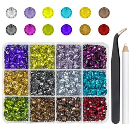qiipii 12 Color Resin Crystal Rhinestones for Crafting 5mm Flatback Stones Gems Dark Rainbow Colorful SS20 Non Hotfix Diamonds Charms for Nails Face Eyes Makeup DIY Crafts Tumblers Bottles Bedazzling
