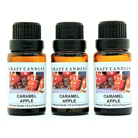 Crazy Candles Caramel Apple 3 Bottles 1/2 Fl Oz Each (15ml) Premium Grade Scented Fragrance Oil