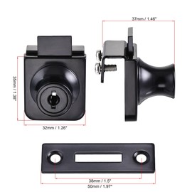 uxcell Display Cabinet Glass Lock Single Door Latch, Keyed Different Zinc Alloy Black Finish, for 5-8mm Glass Thickness, Pack of 2