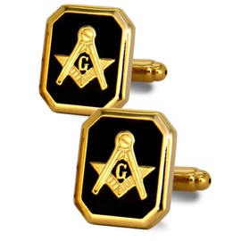Freemason Masonic Cufflinks for Men – Tuxedo Suit Masonic Accessories, Freemason Gifts for Men, One Size, Stainless Steel, onyx set