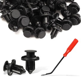 30Pcs Front Bumper Push-Rod Clips with Fastener Remover, 10mm Fenders Liner Clips Compatible with Honda CR-V Accord Civic Acura 91503-SZ3-003, Black Nylon Clip Push-Type Retainer Clips Push Pin Screws