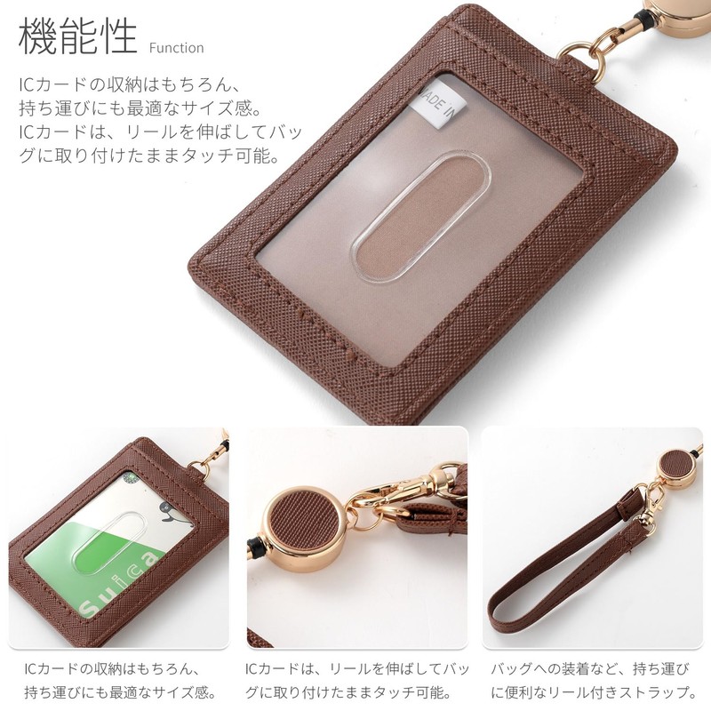 Naru Dinosaur Metal Brooch Pass Case with Reel Ladies' Card