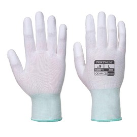 Portwest PU Fingertip Glove, Size: XS, Colour: White, A121WHRXS
