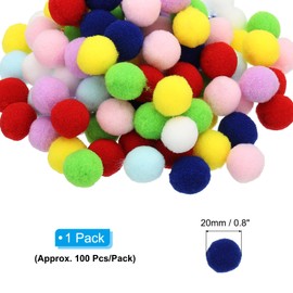 PATIKIL 0.8inch Pom Poms for Crafts, 100Pcs High Elastic Fuzzy Pastel Pom Pom Balls for Art Supplies DIY Creative Craft Material Handicraft Decorations, Multicolored