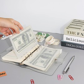 NatSumeBasics A6 Binder 6 Ring Budget Binder Clear PVC Planner Cover Notebook Shell for Organizer Accessories(A6 Binder)