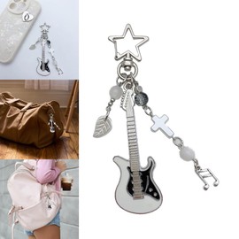 Haoyull Unique Keychain Stylish Rock and Roll Guitar Keychain Trendy Bag Pendant Fashion Key Holder Alloy Material