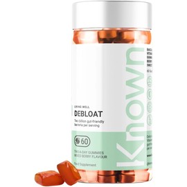 Known Delicious Debloat Gut Support Gummies - 2 Billion CFU Bacillus Coagulans & Vitamin C - Natural Mixed Berry Flavour - 60 Gummies, 1 Month Supply